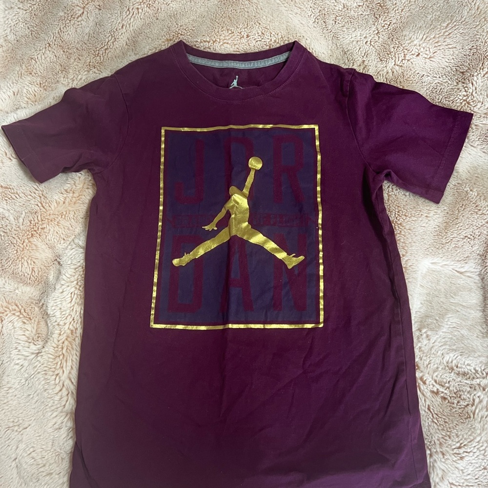 Jordan Kids Maroon Tee with Gold Jumpman